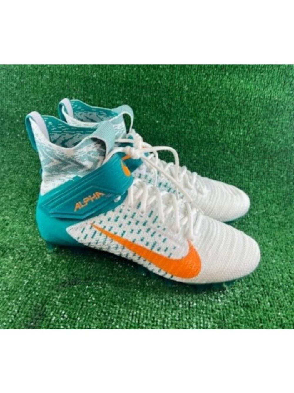 Men Nike Alpha Menace Elite 2 Football Cleats Miami Dolphins BV2077-108 Size 15